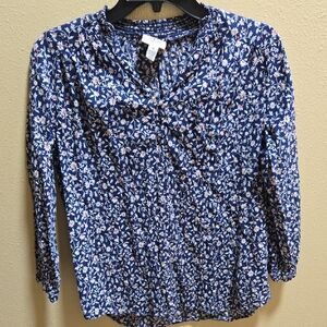 Women's Navy Floral Blouse